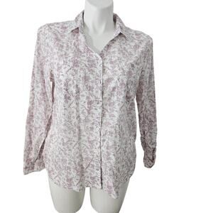 Gloria Vanderbilt floral blouse long sleeve button down sz XL